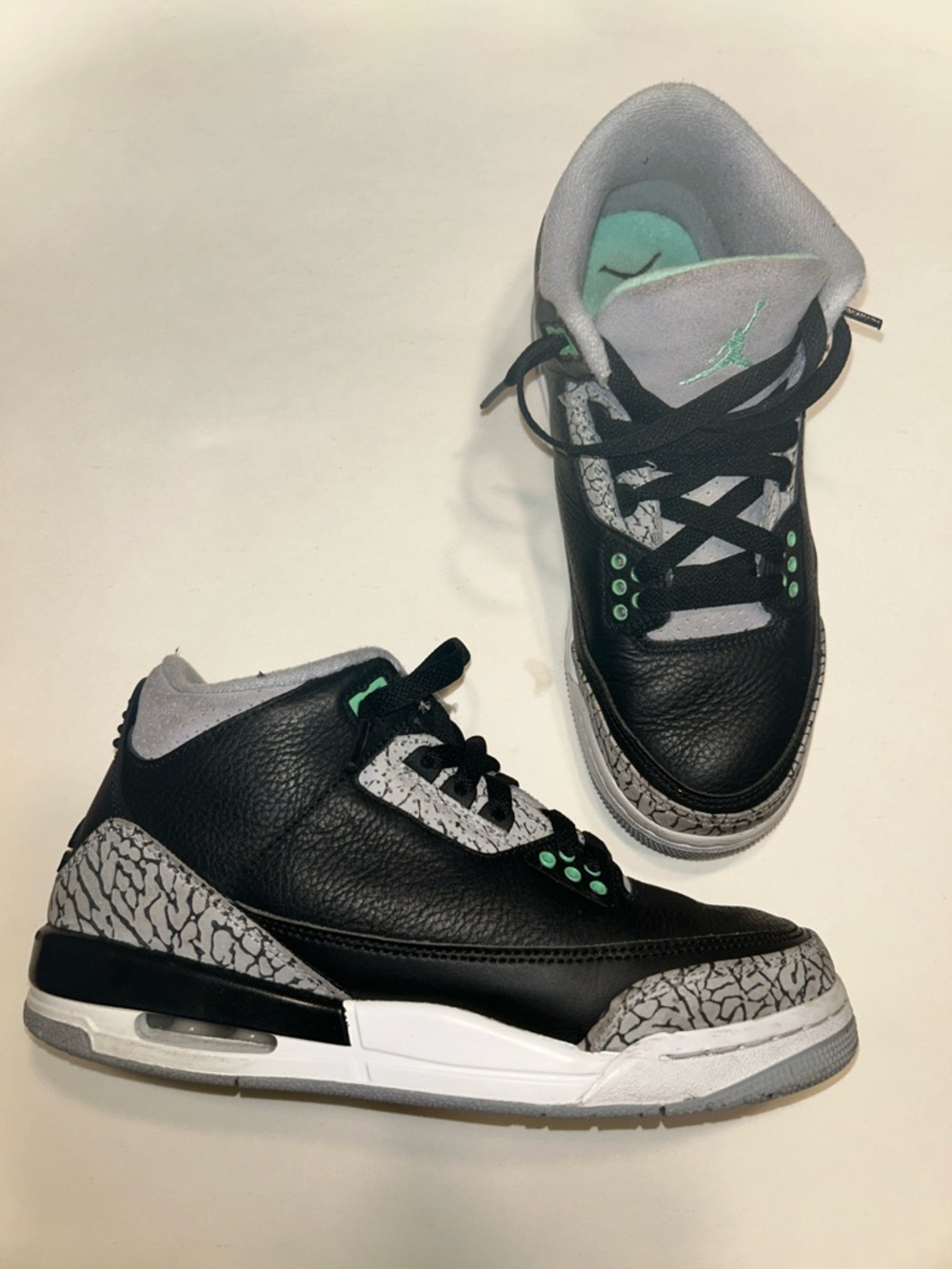 Jordan Black Elephant Print Sneakers with Mint Accents